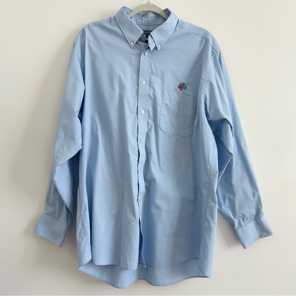 Izod Mens British & Scottish Flag Embroidery Button Up Shirt in Blue sz X-Large
